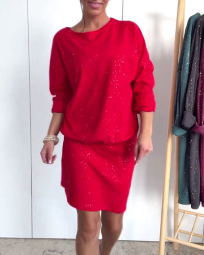 Glittery Round Neck Fashion Dress
