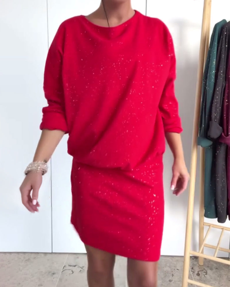 Glittery Round Neck Fashion Dress