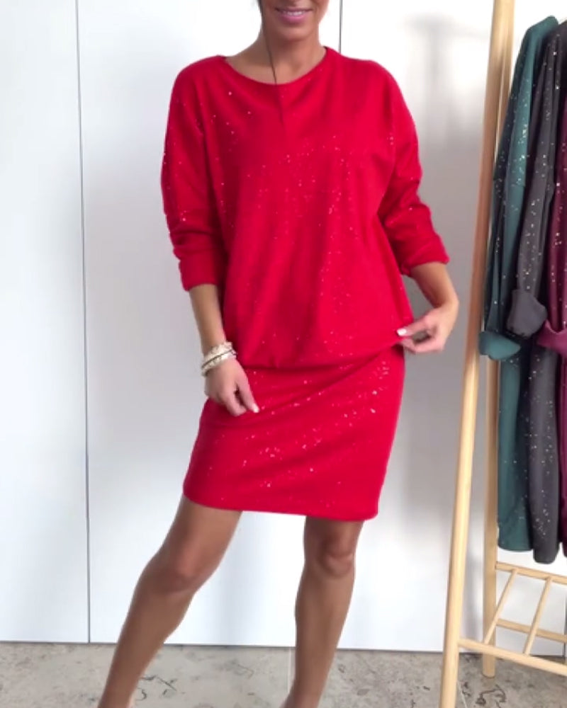 Glittery Round Neck Fashion Dress