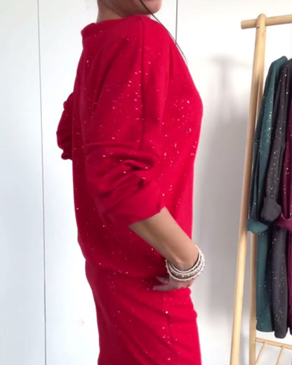 Glittery Round Neck Fashion Dress