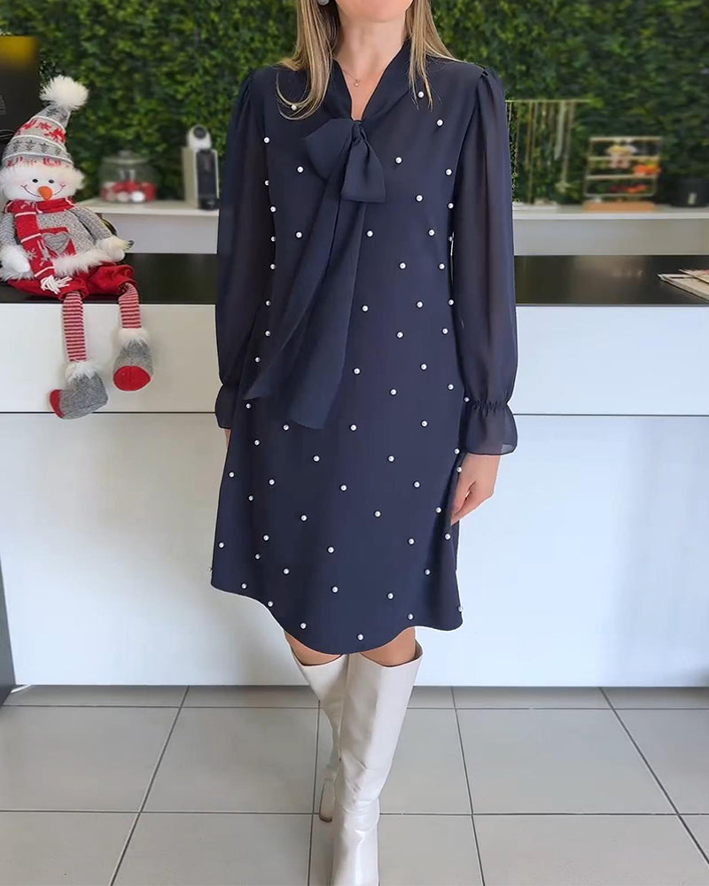 Elegant Long-Sleeve Patchwork Maxi Dress