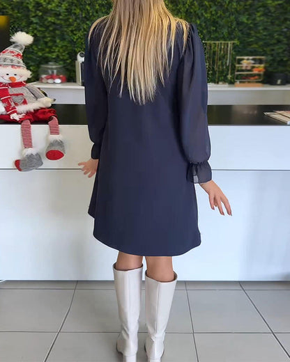 Elegant Long-Sleeve Patchwork Maxi Dress